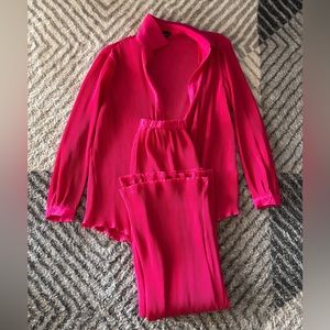 PLT Oversized Pink Plisse Set